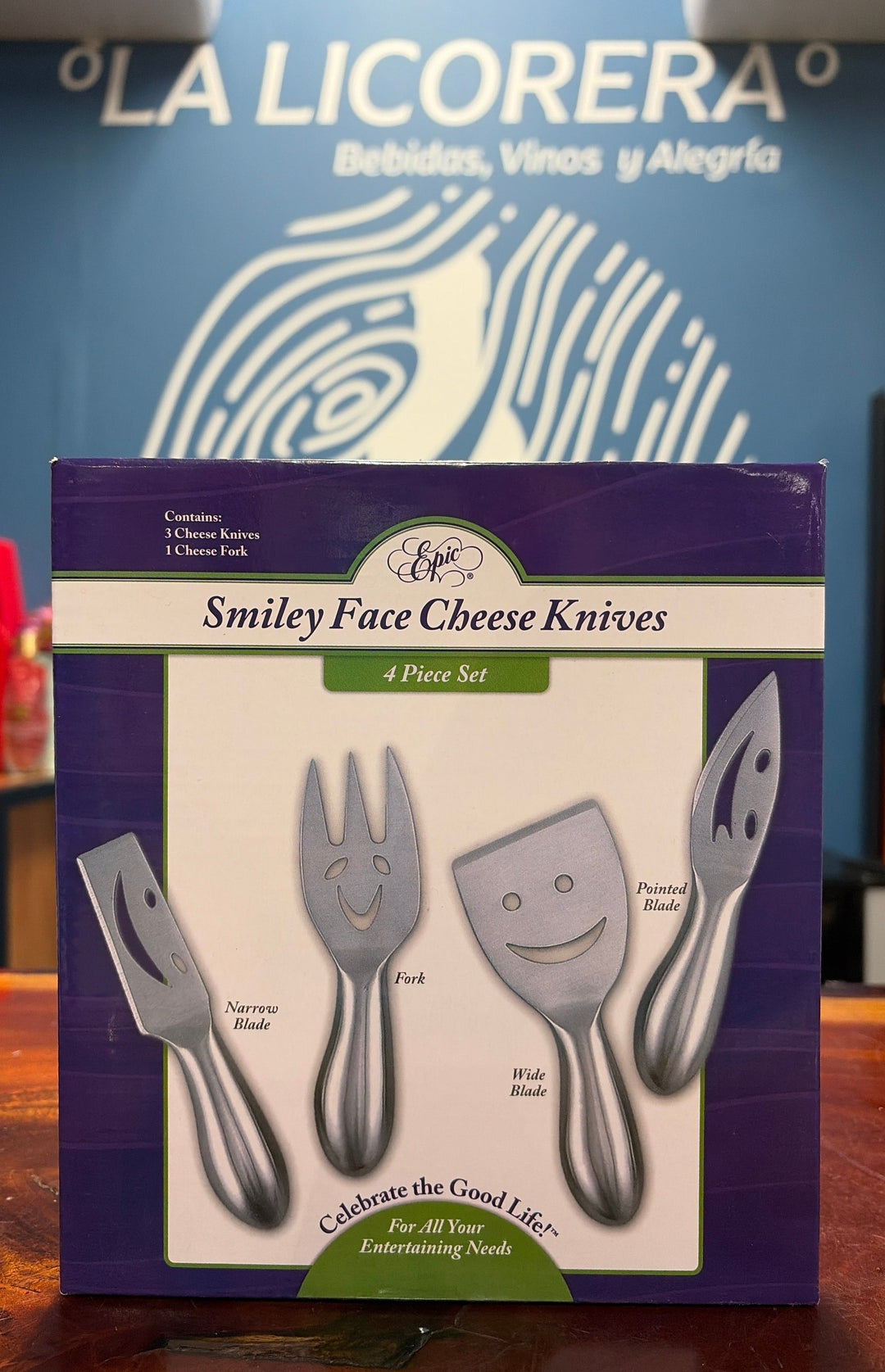 Epic Products Smiley Face Cheese Knives 4-Piece Set