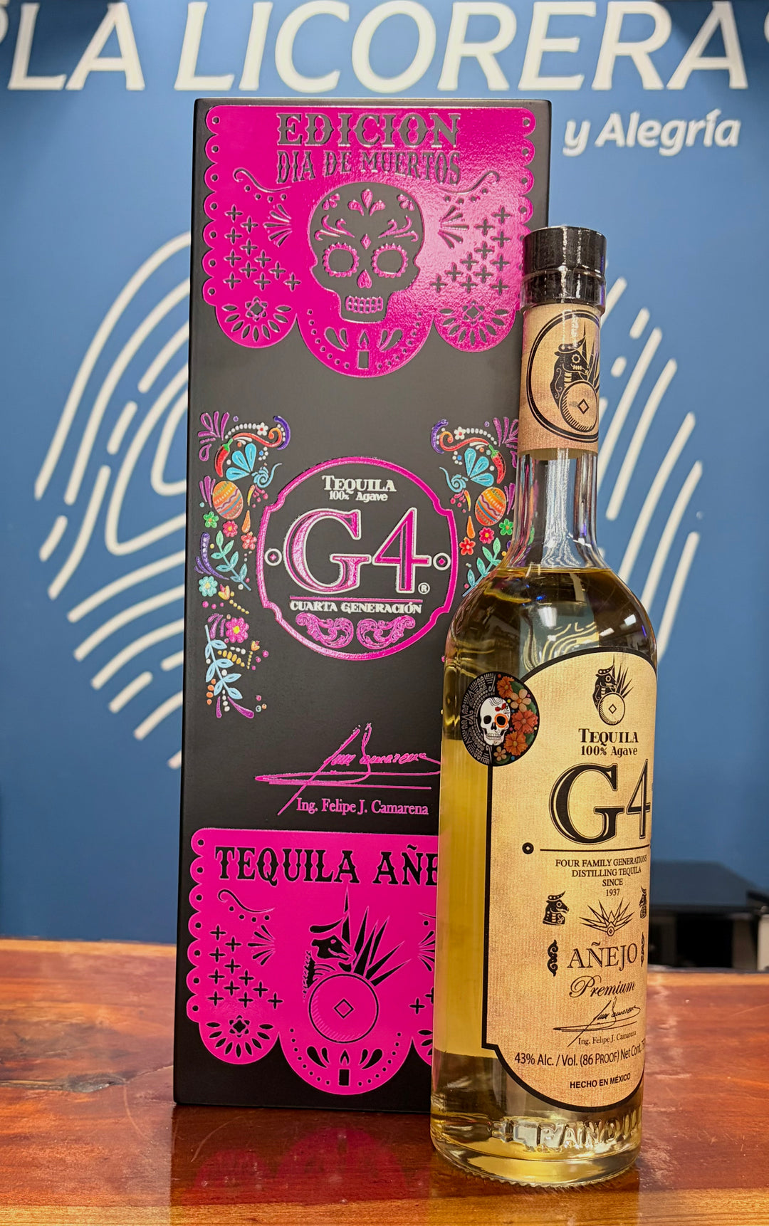 G4 Añejo Edición Día de Muertos Tequila (Black and Pink Box) 750m